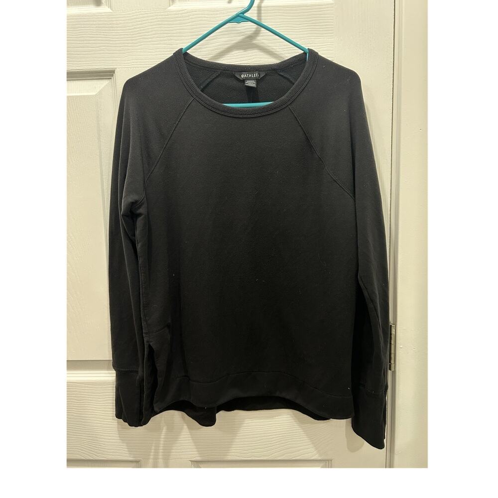 Athleta Women's S Black Pullover Crew Neck Raglan Sleeve Sweatshirt